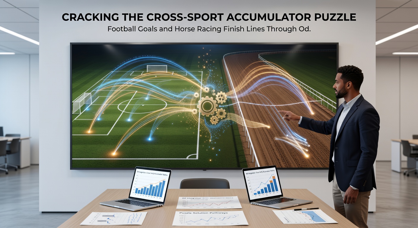 Close-up chart comparing football over/under odds against horse racing win-place exacta lines, with graphs showing multiplier effects in accumulators