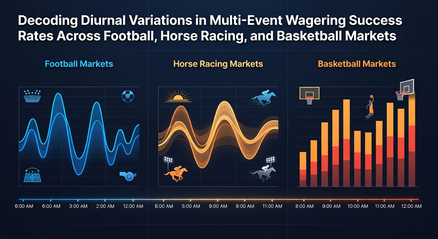 Chart showing success rate fluctuations by time of day across football, horse racing, and basketball betting markets