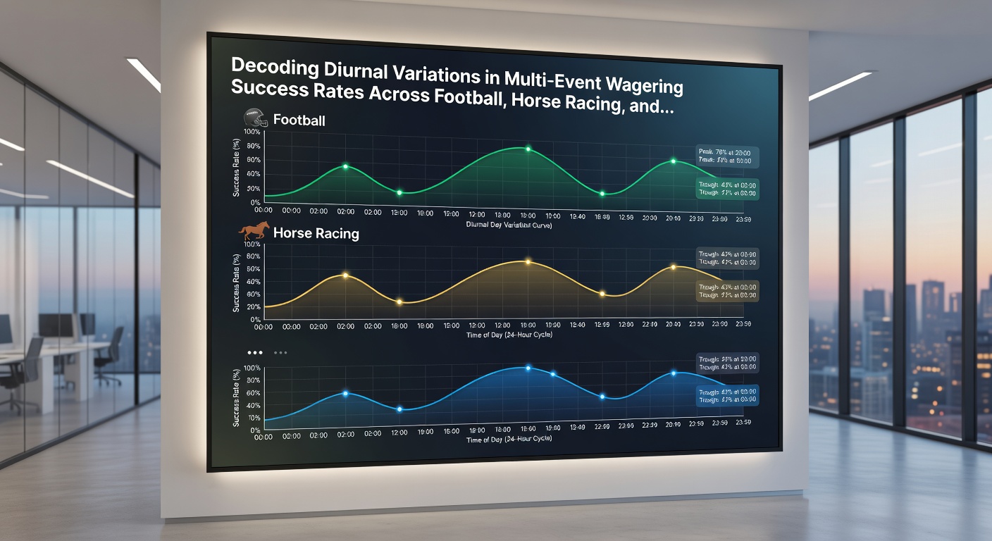 Infographic illustrating hourly success rate trends for combined football, horse racing, and basketball wagers