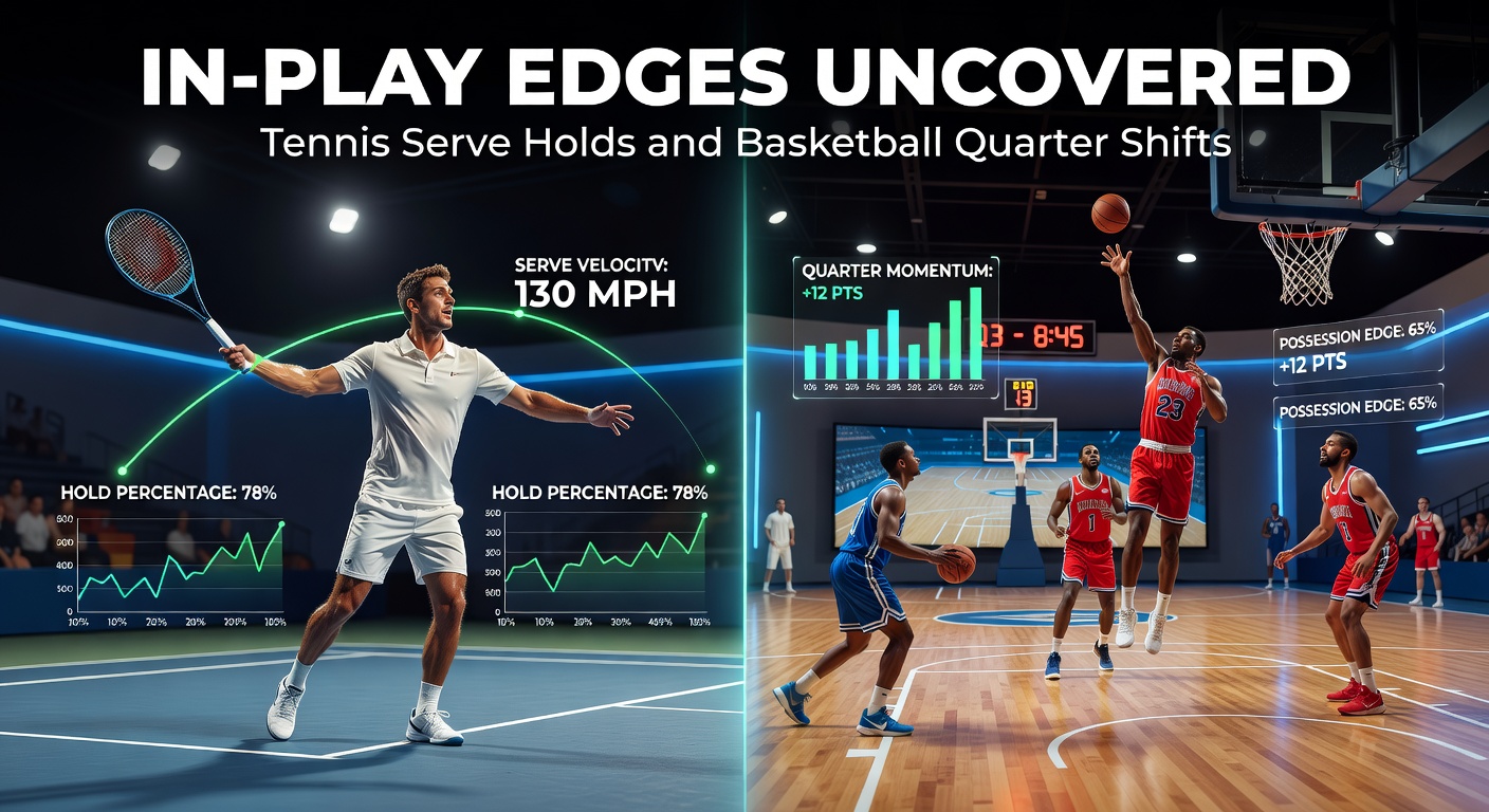 Dynamic tennis serve in progress on clay court with crowd in background, highlighting in-play tension