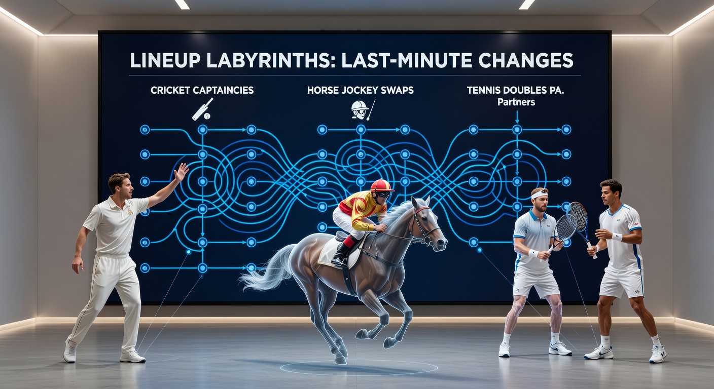 Cricket captain discussing tactics with team amid last-minute lineup adjustments, highlighting the chaos of sudden changes in sports betting odds