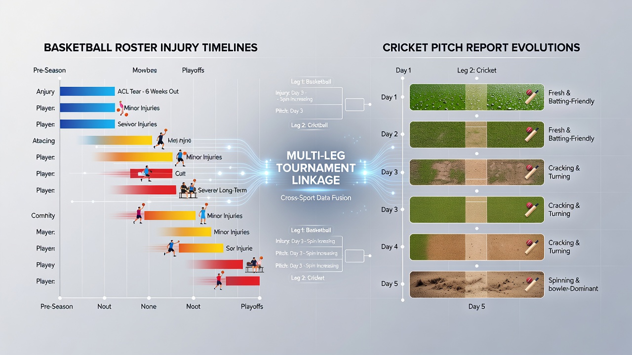 Cricket pitch surface evolution data combined with basketball roster injury timelines