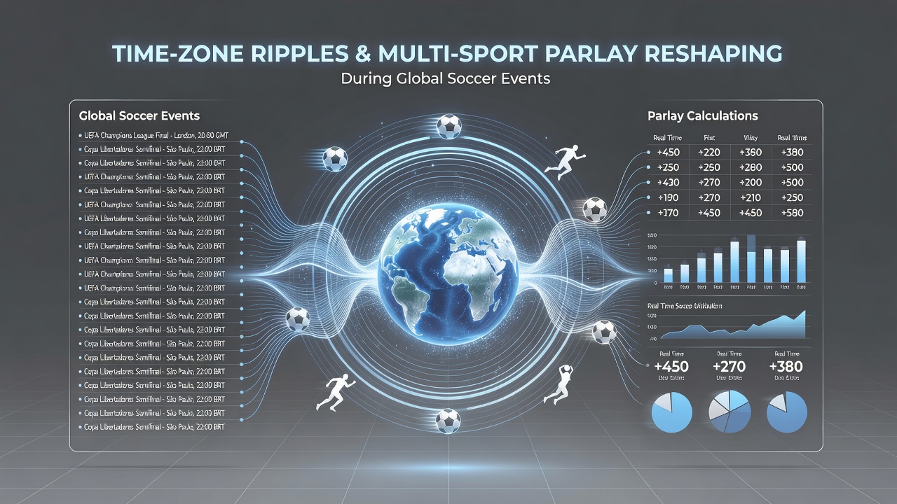 Split-screen view of tennis match at night and basketball game in daylight illustrating overlapping time zones for accumulator bets