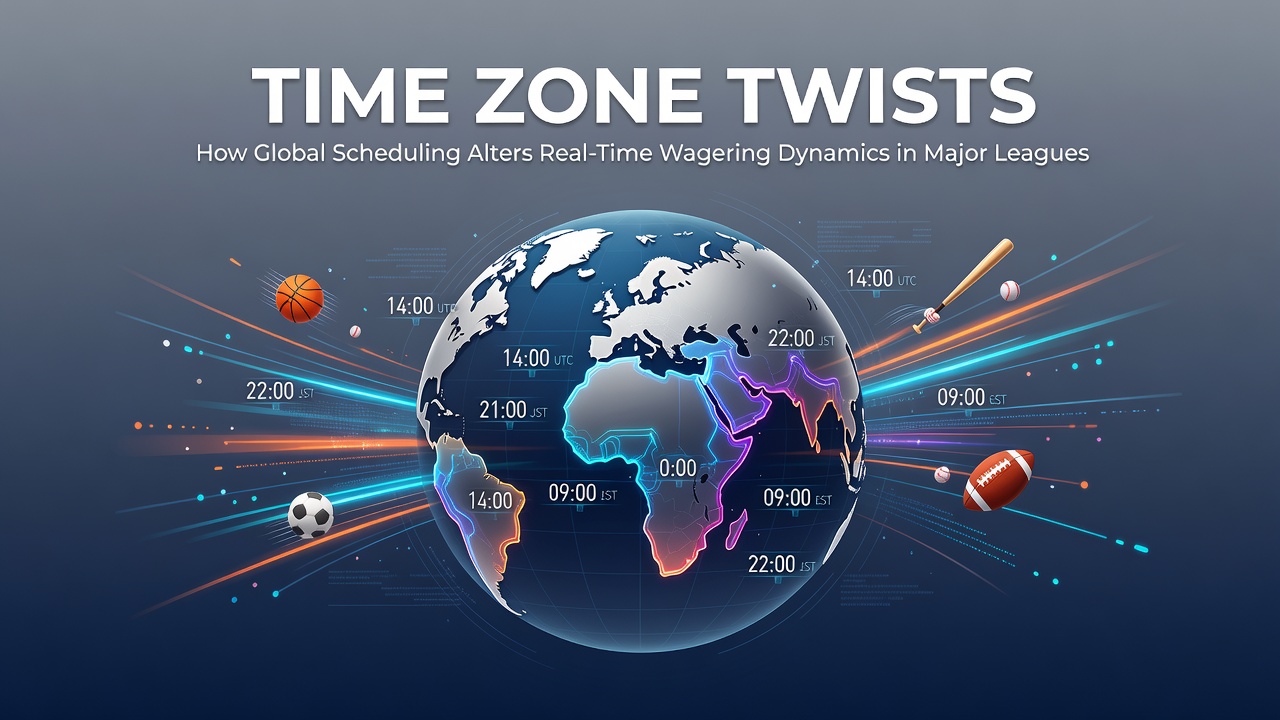 Global sports leagues across multiple time zones showing overlapping schedules and live wagering interfaces
