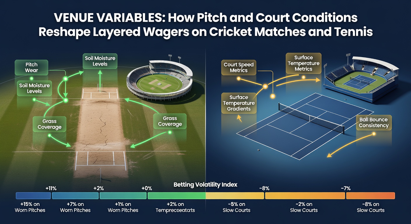 Tennis court surface comparison highlighting clay texture versus grass and hard-court variations affecting rally lengths and set outcomes